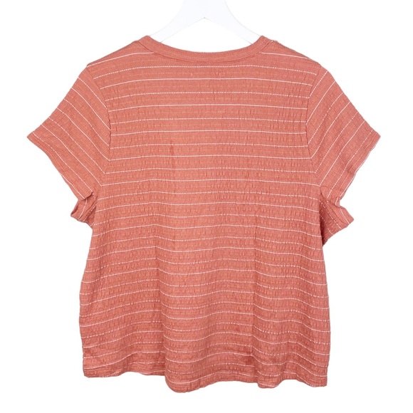 NEW Madewell Smocked Shrunken Shirttail Tee Sweet Dahlia Orange Women's Size XL - Picture 4 of 8